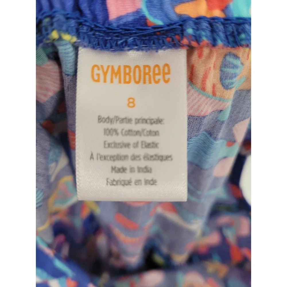 Gymboree Girls Size 8 Blue Fish Print Ruffle Midi Dress Cotton‎ Ocean #5